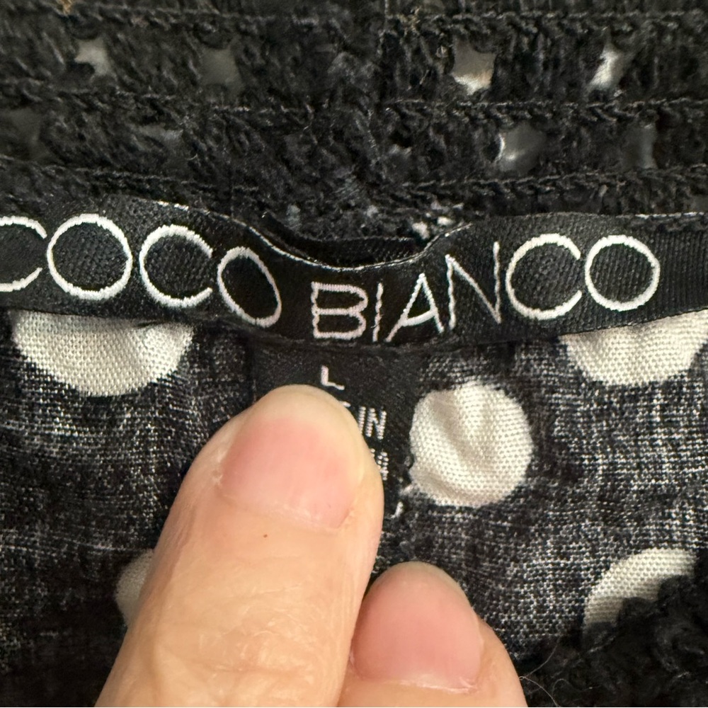 Coco Bianco Large Black/White Polka Dot Off the Shoulder Double Ruffle Dress - Picture 2 of 12